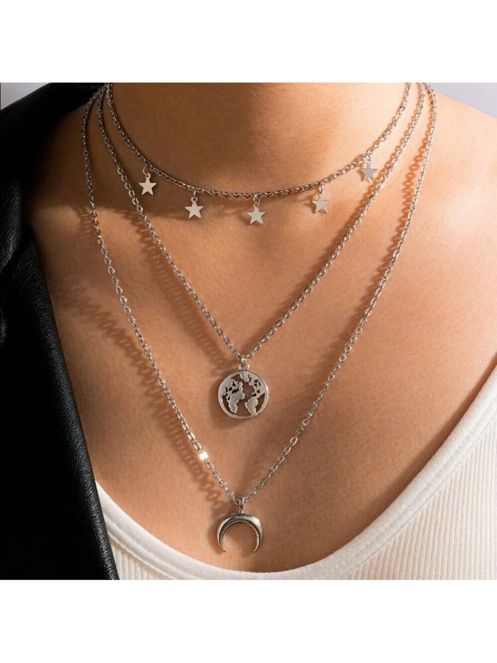 My moon and stars layered necklace